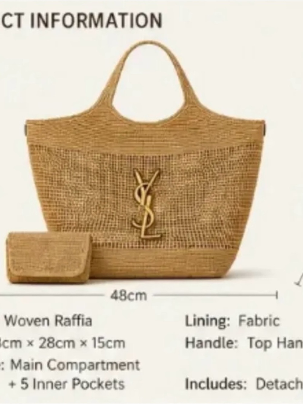 Crochet Tote bag with Matching Pouch - Picture 3 of 14